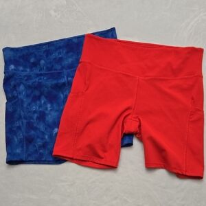 All in Motion Red and‎ Blue Bike Shorts Bundle, Size L